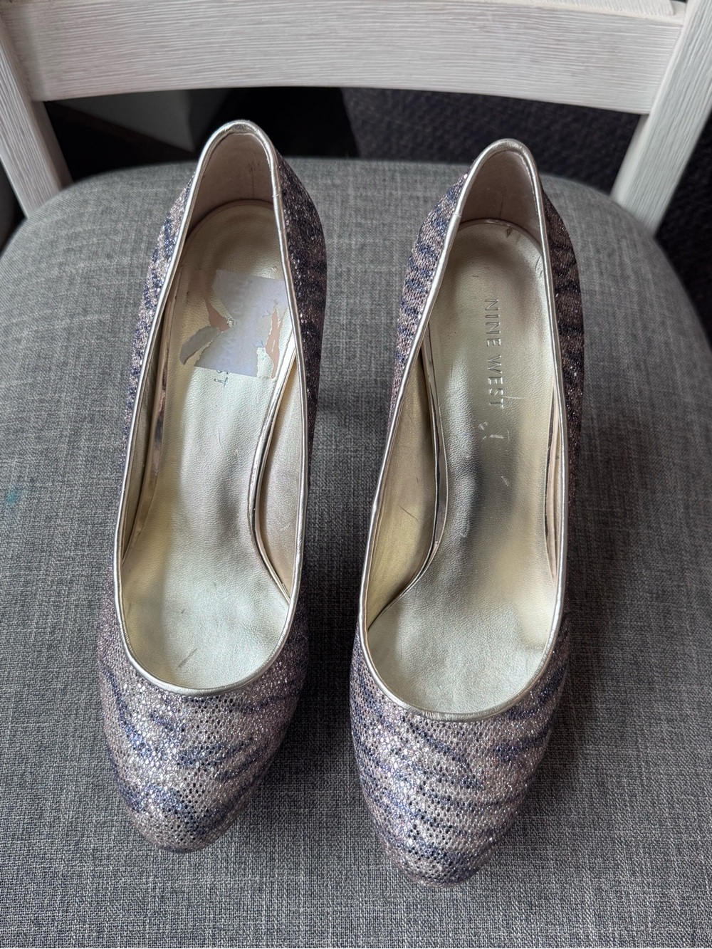 Nine West Mendoza Glitter Platform Pumps in Zebra Print Multi Color size 8 - Picture 2 of 10